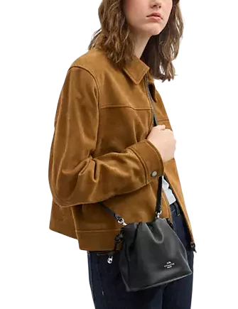 Coach Faye Mini Drawstring Bag With Ruching  Black