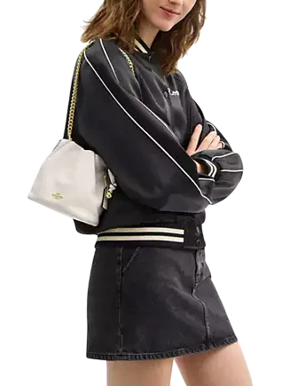 Coach Faye Mini Drawstring Bag With Ruching Chalk