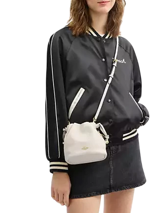 Coach Faye Mini Drawstring Bag With Ruching Chalk