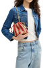 Coach Faye Mini Drawstring Bag With Stripes Red Tan 