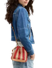 Coach Faye Mini Drawstring Bag With Stripes Red Tan 