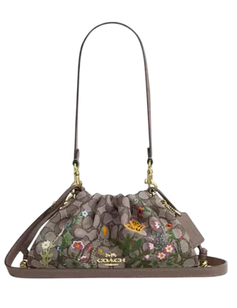 Coach Faye Shoulder Bag In Signature Jacquard With Floral Embroidery