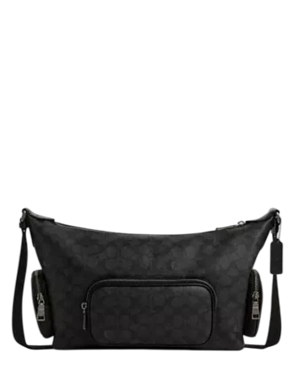 Coach Finn Crossbody Bag With Pockets In Signature Canvas Charcoal Black