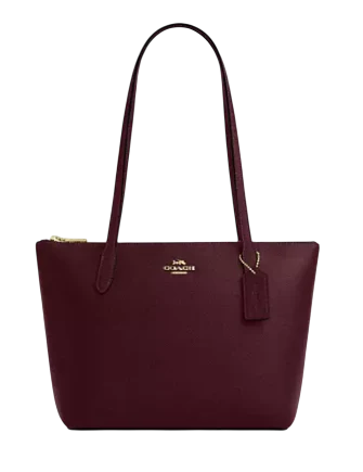 Coach Fiona Zip Tote Bag Dark Wine
