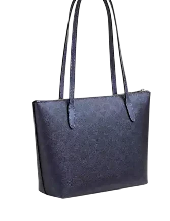 Coach Fiona Zip Tote Bag In Signature Canvas Blue Navy