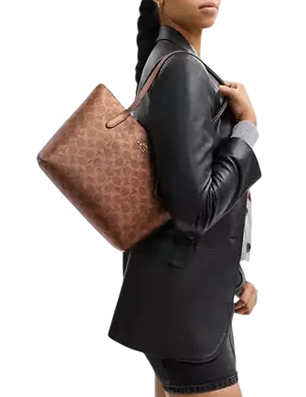 Coach Fiona Zip Tote Bag In Signature Canvas Brown Copper