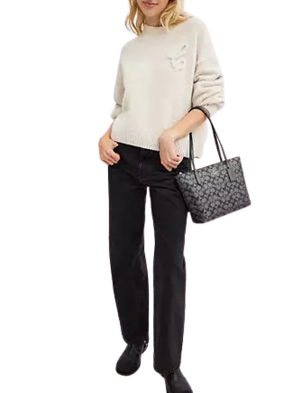 Coach Fiona Zip Tote Bag In Signature Canvas  Gunmetal 