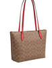 Coach Fiona Zip Tote Bag In Signature Canvas Tan Carnation