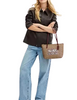 Coach Fiona Zip Tote Bag In Signature Canvas With Horse And Carriage Print Tan Black Cherry