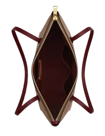 Coach Fiona Zip Tote Bag In Signature Canvas With Horse And Carriage Print Tan Black Cherry