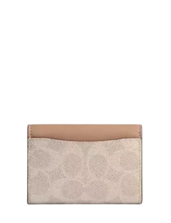 Coach Flap Card Case In Signature Canvas Sand Taupe