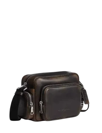 Coach Fletcher Crossbody Bag In Loved Leather Black Brown
