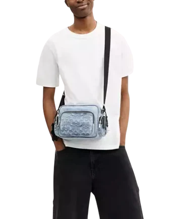 Coach Fletcher Crossbody Bag In Loved Signature Denim Light Indigo