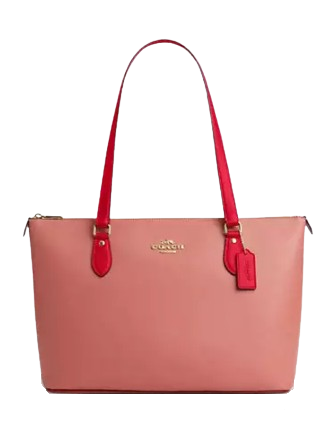 Coach Gallery Tote Bag In Colorblock Burnt Coral Bold Red