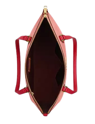Coach Gallery Tote Bag In Colorblock Burnt Coral Bold Red