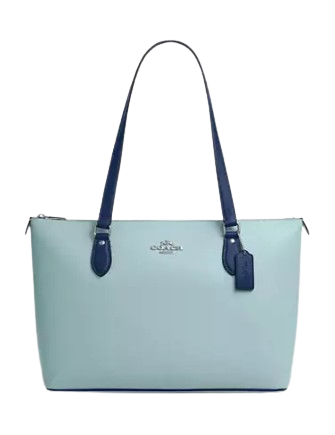 Coach Gallery Tote Bag In Colorblock Light Blue Deep Blue