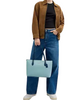 Coach Gallery Tote Bag In Colorblock Light Blue Deep Blue
