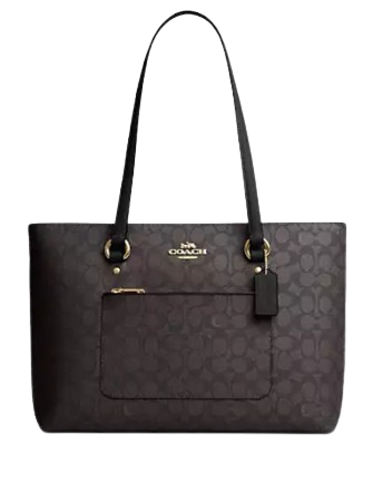 Coach Gallery Tote Bag In Signature Canvas  Black Walnut 