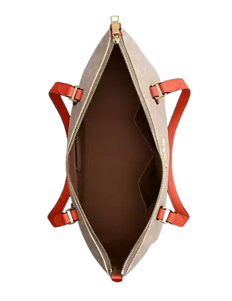 Coach Gallery Tote Bag In Signature Canvas Sand Deep Orange