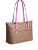 Coach Gallery Tote Bag In Signature Canvas Tan Fuschia