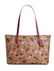Coach Gallery Tote Bag In Signature Canvas With Cherry Print Tan
