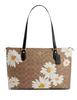 Coach Gallery Tote Bag In Signature Canvas With Floral Print Tan 