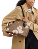 Coach Gallery Tote Bag In Signature Canvas With Floral Print Tan 