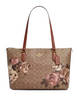 Coach Gallery Tote Bag In Signature Canvas With Rose Print Tan