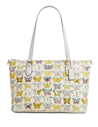 Coach Gallery Tote Bag With Butterfly Print Chalk