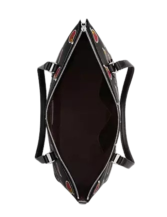 Coach Gallery Tote Bag With Heart Bolt Print Black