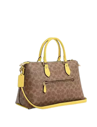 Coach Georgia Satchel Bag In Signature Canvas Tan Yellow