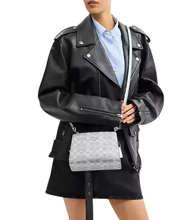 Coach Gia Crossbody Bag In Signature Canvas Grey Silver