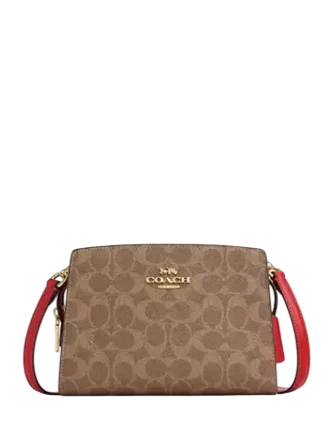 Coach Gia Crossbody Bag In Signature Canvas Tan Carnation