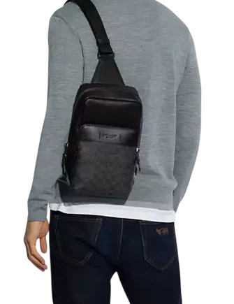 Coach Gotham Pack In Signature Canvas Charcoal Black