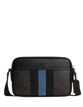 Coach Graham Crossbody Bag In Signature Canvas With Varsity Stripe