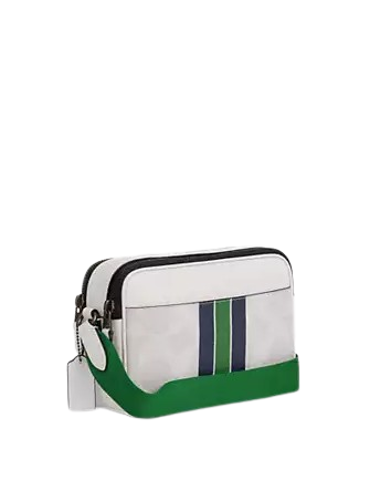 Coach Graham Crossbody Bag In Signature Canvas With Varsity Stripe Chalk