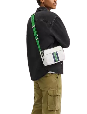 Coach Graham Crossbody Bag In Signature Canvas With Varsity Stripe Chalk