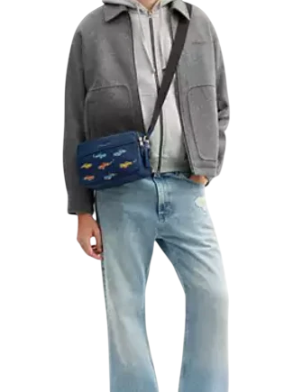 Coach Graham Crossbody Bag With Car Print Deep Blue