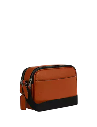 Coach Graham Crossbody Bag With Varsity Motif Toffee Black