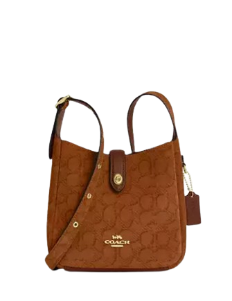 Coach Hadley Mini Crossbody Bag In Signature Suede Caramel