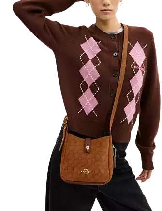 Coach Hadley Mini Crossbody Bag In Signature Suede Caramel