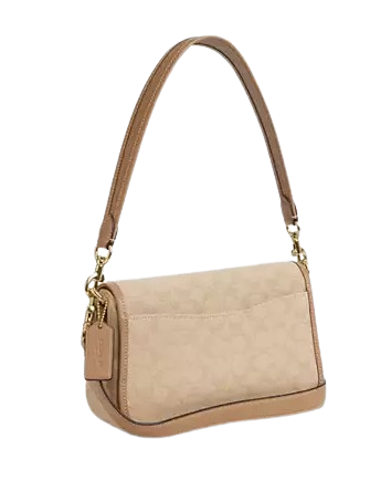 Coach Hadley Shoulder Bag With Signature Canvas Dark Natural
