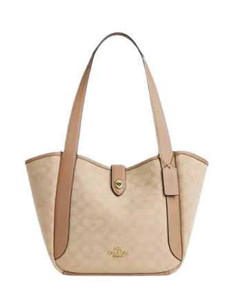 Coach Hadley Turnlock Tote Bag With Signature Canvas