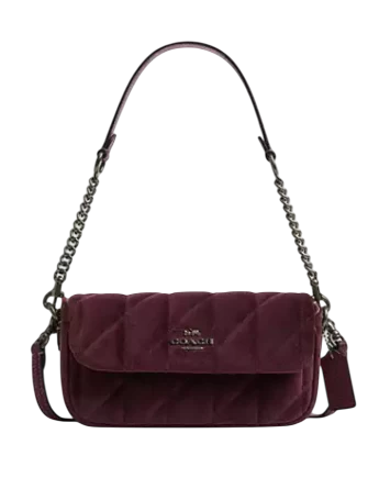Coach Hailey Flap Bag In Organic Cotton With Quilting Burgundy