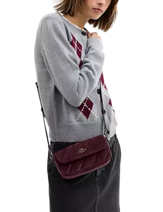 Coach Hailey Flap Bag In Organic Cotton With Quilting Burgundy