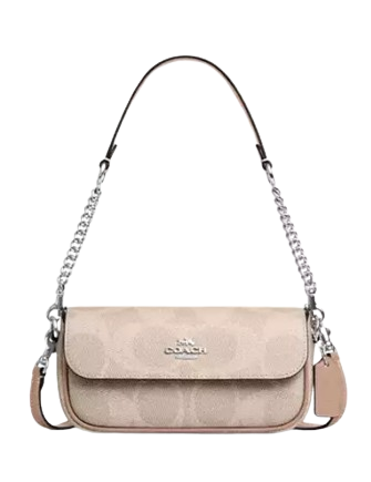 Coach Hailey Flap Bag In Signature Canvas Sand Taupe