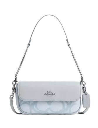 Coach Hailey Flap Bag In Sketch Signature Canvas Ice Blue