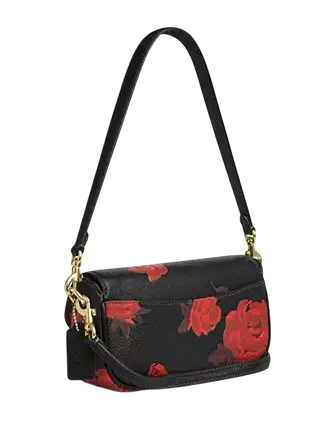 Coach Hailey Flap Bag With Floral Print Red Black