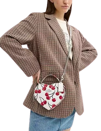 Coach Heart Crossbody Bag With Cherry Print Chalk