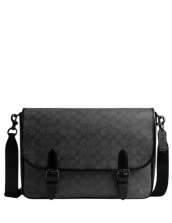 Coach Hitch Messenger Bag In Signature Canvas Charcoal